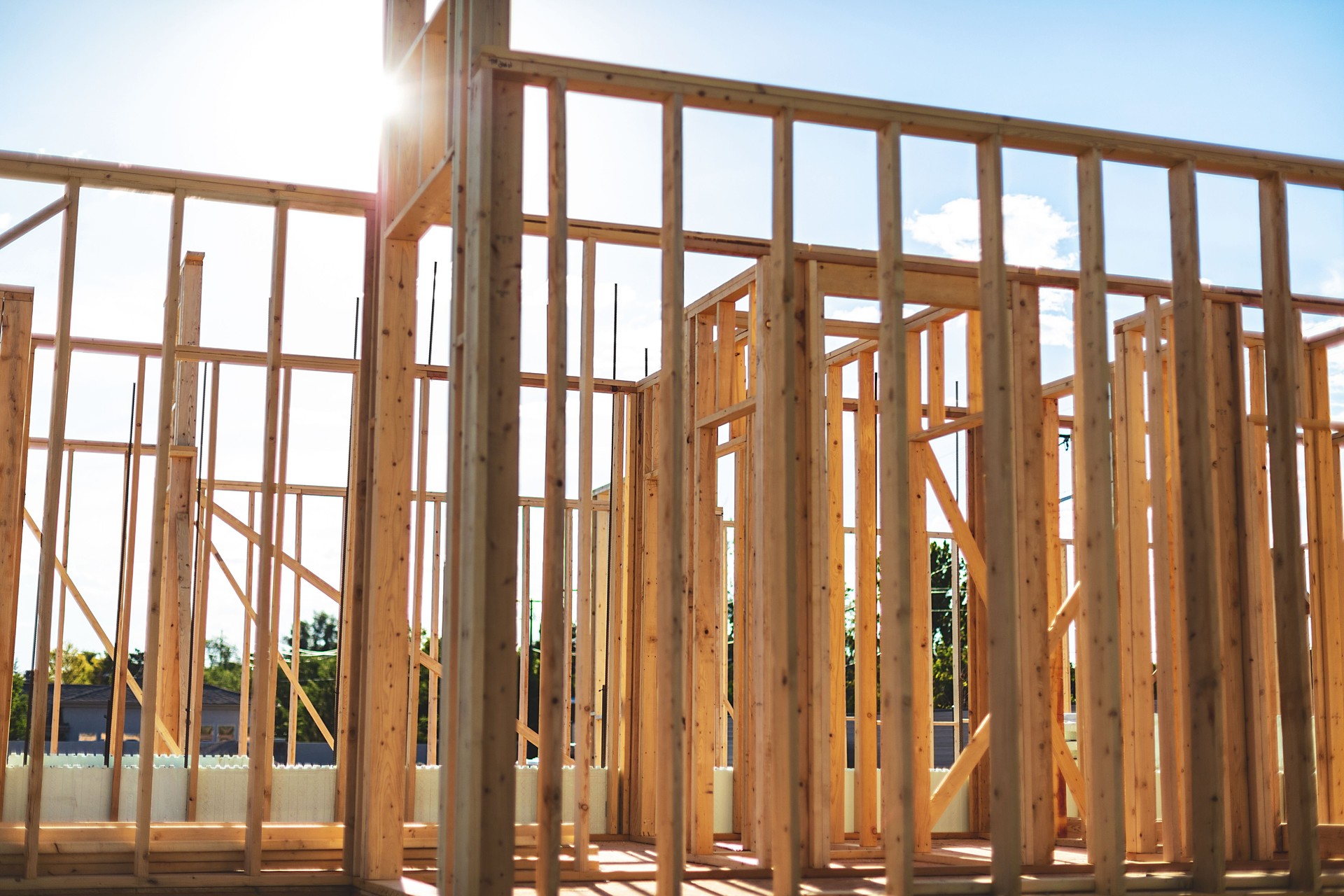 Wood Framed Structure Walls - Construction Building Products and Materials Background Photo Series